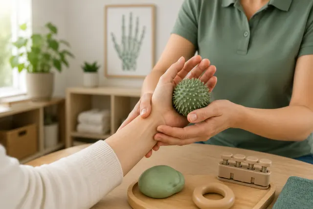 Handtherapie: gezielte Übung mit Hand und Fingern